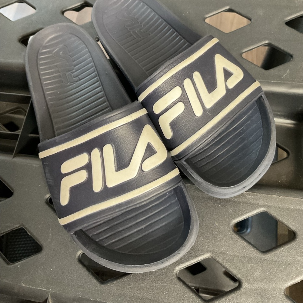 Fila Dark Blue Slides with White Logo